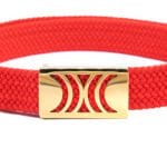 Red Elastic RB belt with golden buckle - Image 3