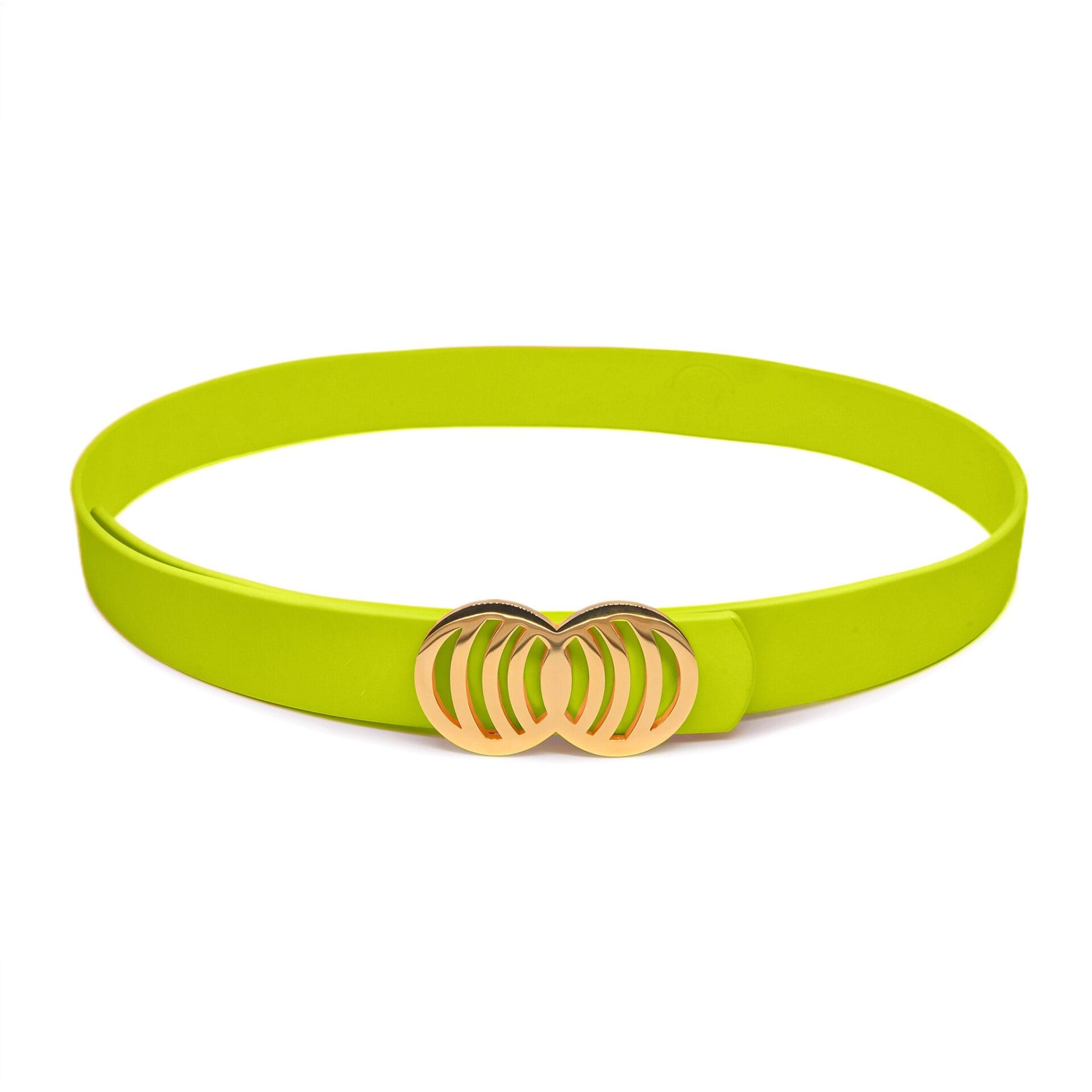 neonyellowinfinity01 Neon Yellow Infinity Silicone belt with golden buckle - Image 1
