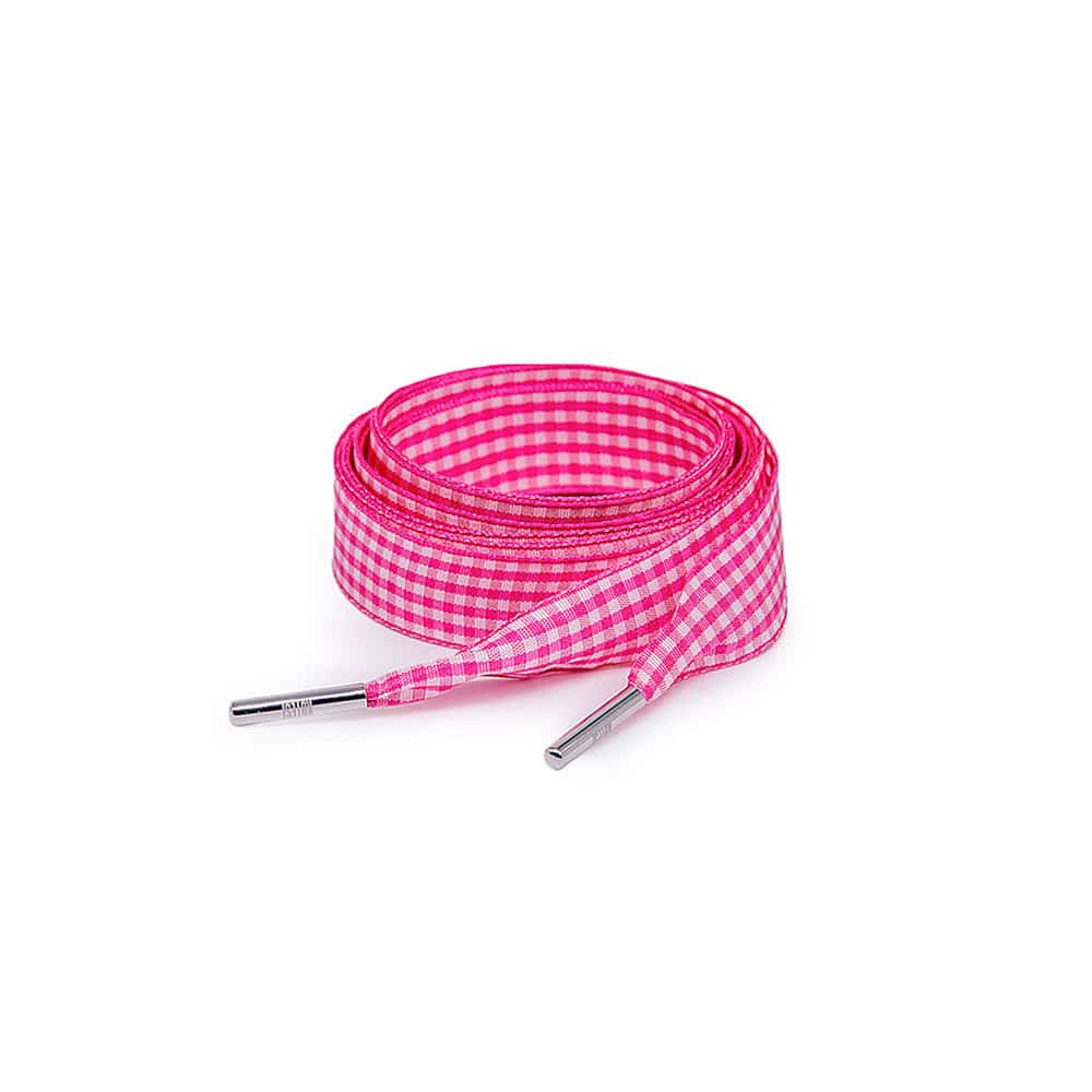 pinkstripes004 Pink Checkered Shoelace - Image 1