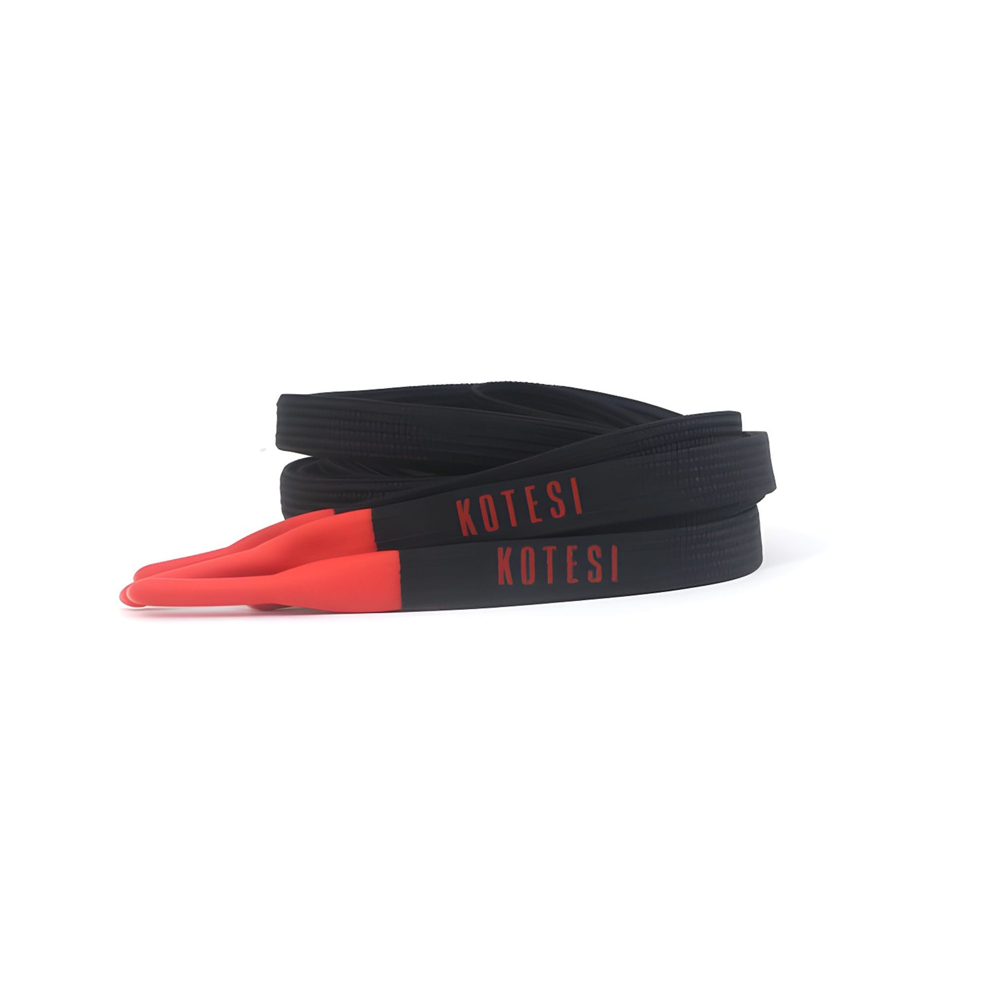 redblacksiicoe Black Silicone Shoelace with Red tips - Image 1
