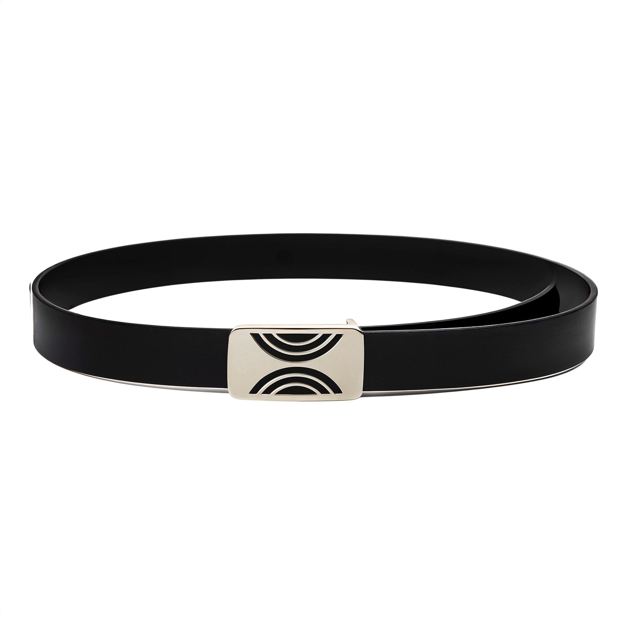 silverblacklea01 Black Classic Leather belt - Image 1