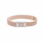 Cream Elastic RB belt with silver buckle - Image 4